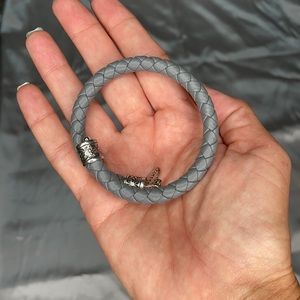 Alex and Ani gray leather wrapped bracelet